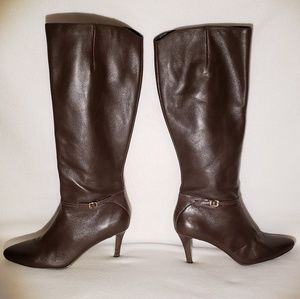 Cole Haan 8.5 B Brown Leather Side Zip Boots